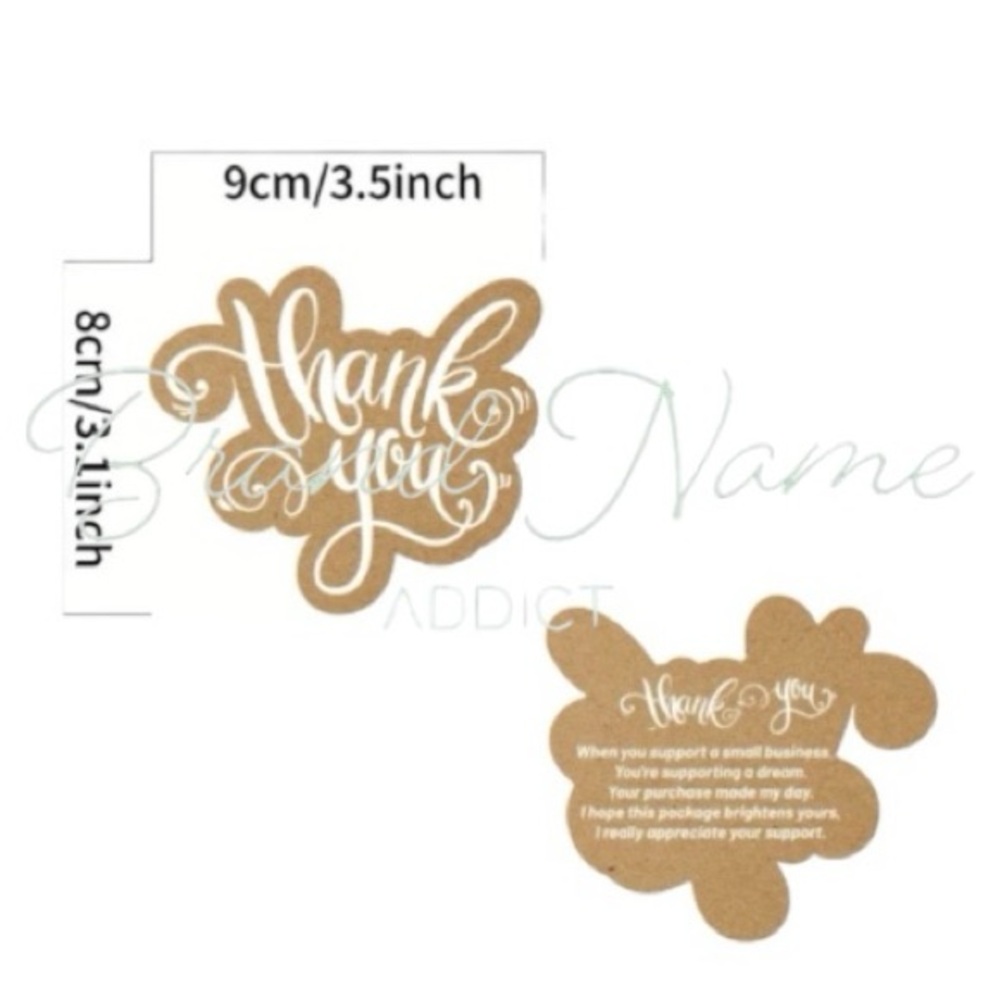 PRICE IS FIRM - Set of 25 Kraft White ‘Thank You’ Shipping Cards - Picture 2 of 2